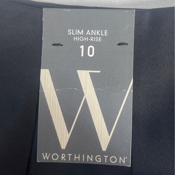 Worthington Slim Ankle Pants Womens 10 Black New Wrinkle Free Stain Release - Picture 10 of 11